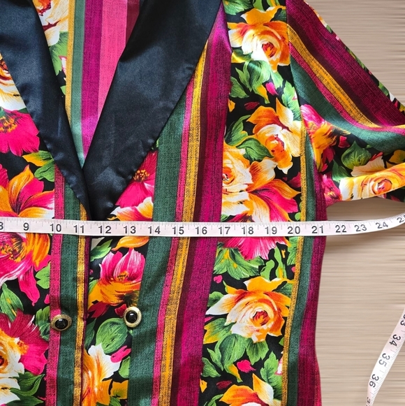 Victoria's Secret Vintage Gold Label Floral Satin Silky Blazer Smoking Jacket M - Picture 9 of 14